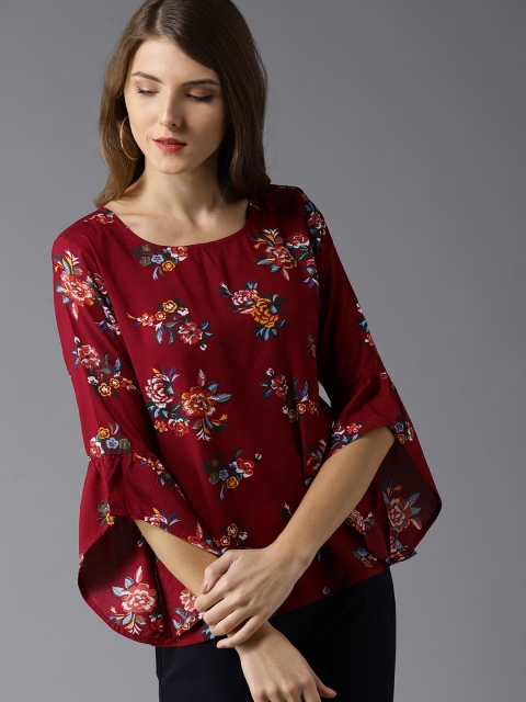 

HERE&NOW Women Maroon Printed Top