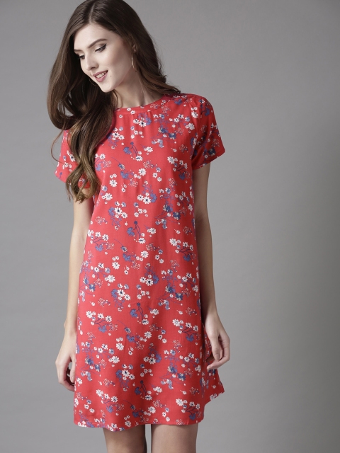 

HERE&NOW Women Pink Floral Print A-Line Dress