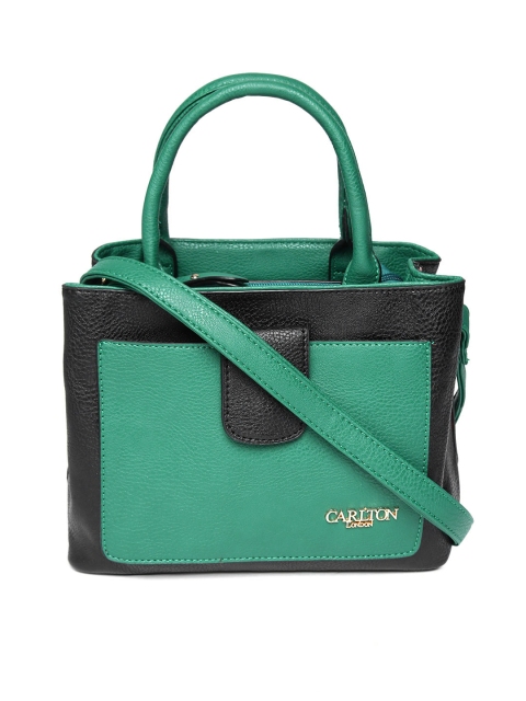 

Carlton London Green & Black Colourblocked Handheld Bag with Sling Strap