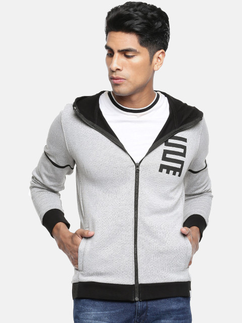 

Jack & Jones Men Grey Printed Hooded Sweatshirt