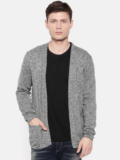 

Jack & Jones Men Grey Melange Solid Front-Open Sweater