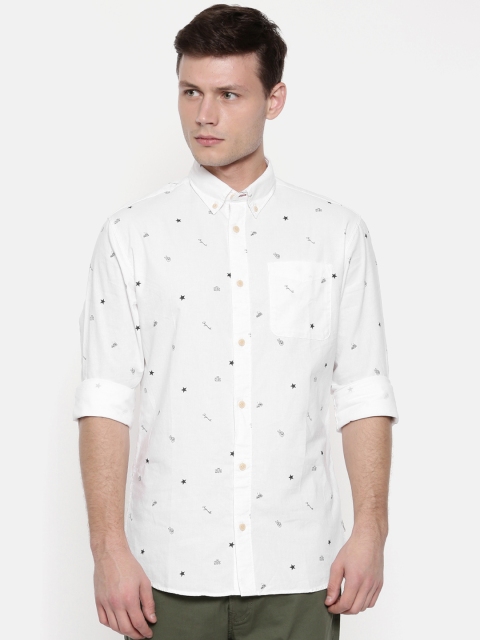 

Jack & Jones Men White Slim Fit Printed Casual Shirt