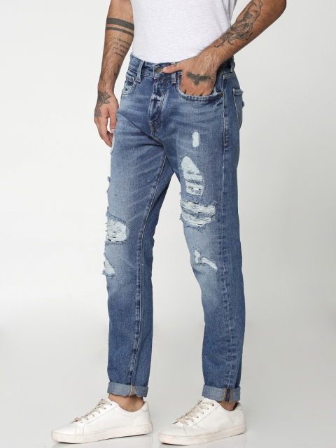 

Jack & Jones Men Blue Anti Erik Fit Low-Rise Highly Distressed Jeans
