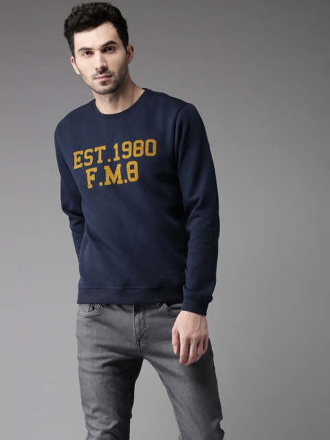 

Flying Machine Men Navy Blue Printed Sweatshirt