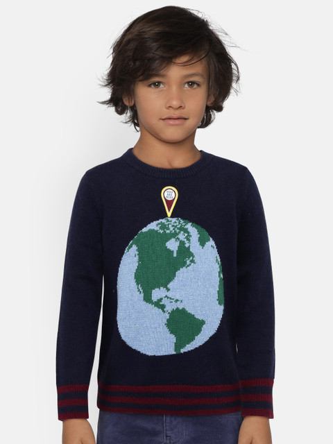 

GAP Boys' Navy Blue Graphic Crewneck Sweater
