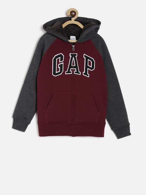 

GAP Boys' Maroon Cozy Logo Hoodie Sweatshirt