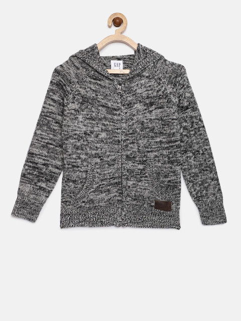 

GAP Boys' Grey & Black Marled Hoodie Sweater