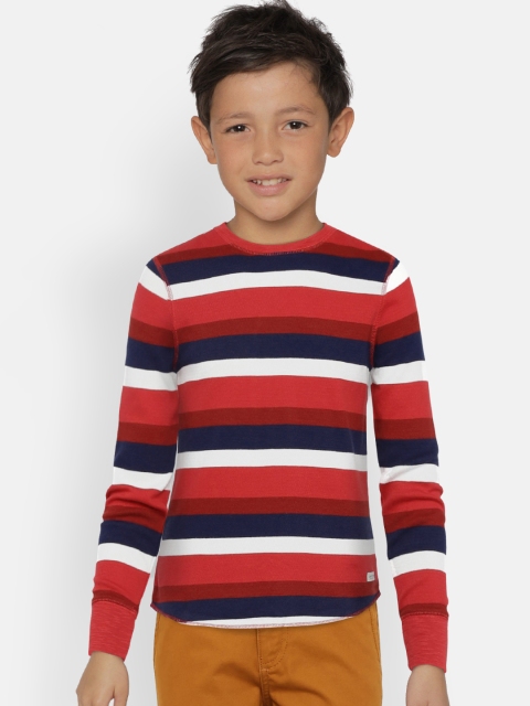 

GAP Boys' Striped Textured-Knit T-shirt, Red