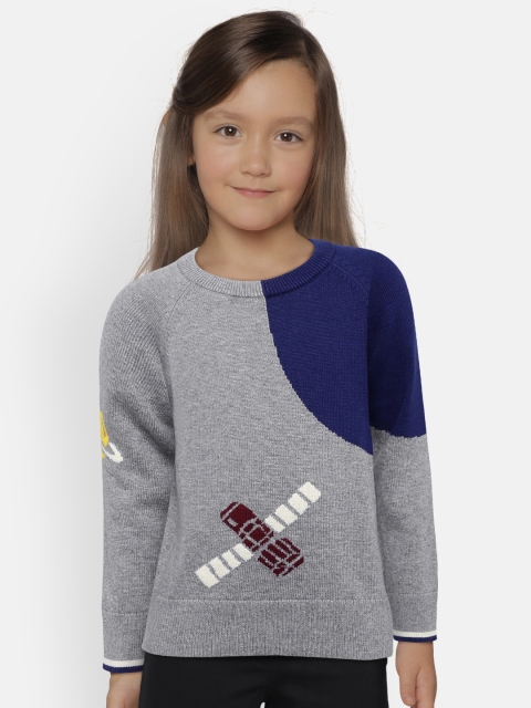 

GAP Boys' Blue & Grey Graphic Crewneck Sweater