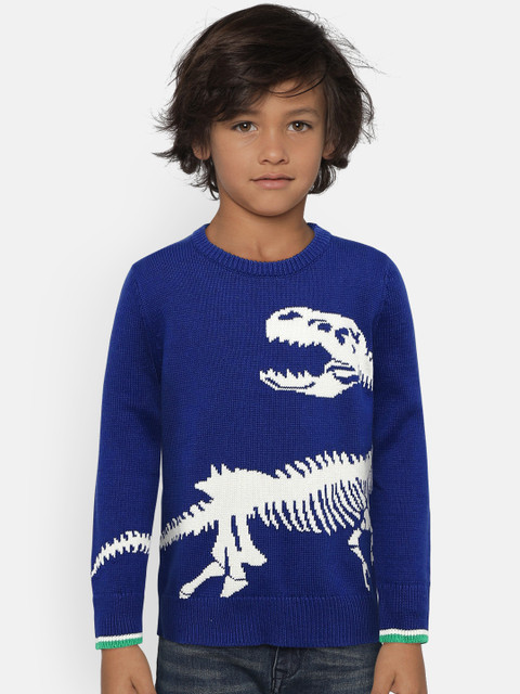 

GAP Boys' Blue & White Graphic Pullover Sweater