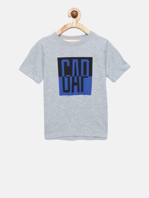 

GAP Boys' Grey Melange Logo Short Sleeve T-Shirt