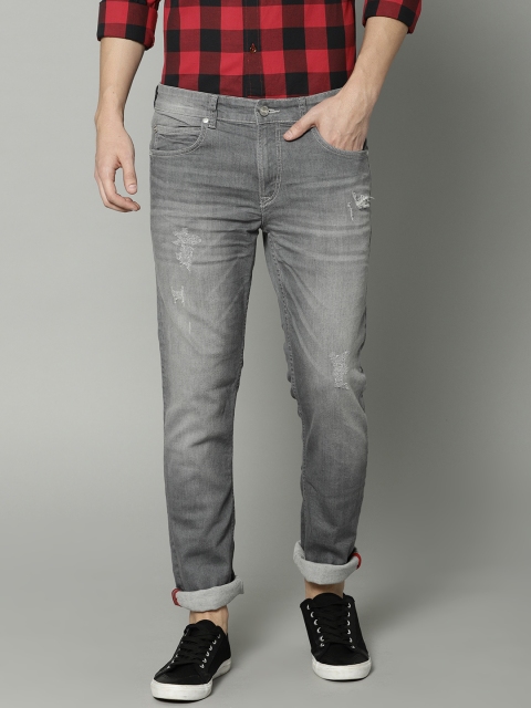 

French Connection Men Grey Slim Fit Mid-Rise Low Distress Stretchable Jeans