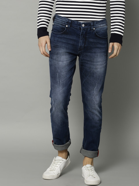 

French Connection Men Blue Slim Fit Mid-Rise Low Distressed Stretchable Jeans