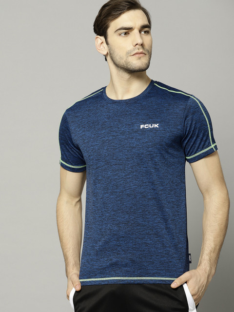 

French Connection Men Navy Blue Solid Round Neck T-shirt