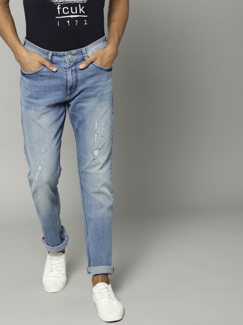 

French Connection Men Blue Slim Fit Mid-Rise Mildly Distressed Stretchable Jeans