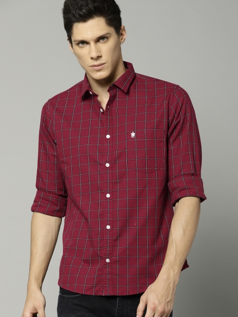 

French Connection Men Red Slim Fit Checked Casual Shirt