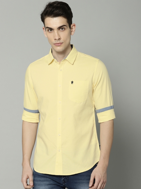 

French Connection Men Yellow Slim Fit Solid Casual Shirt