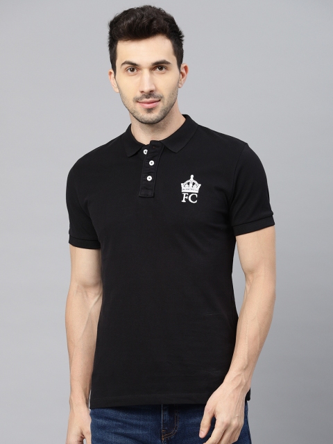 

French Connection Men Black Solid Polo Collar T-shirt