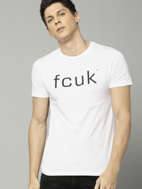 

French Connection Men White Printed Round Neck T-shirt