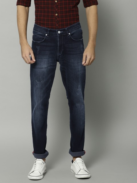 

French Connection Men Blue Slim Fit Mid-Rise Low Distress Stretchable Jeans