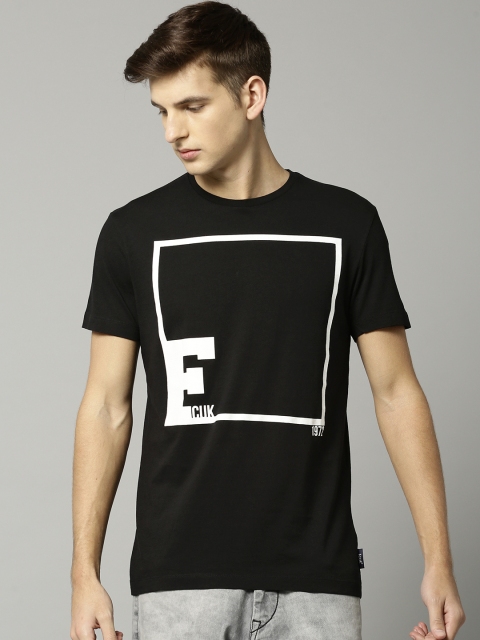 

French Connection Men Black Printed Round Neck T-shirt