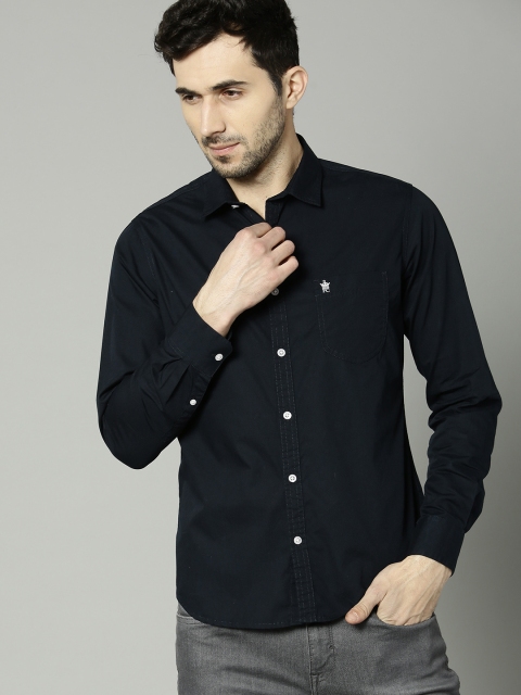 

French Connection Men Navy Blue Slim Fit Solid Casual Shirt