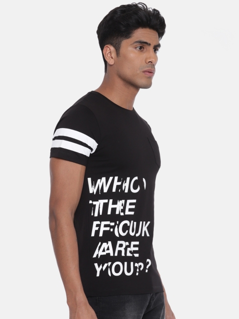 

French Connection Men Black Printed Round Neck T-shirt
