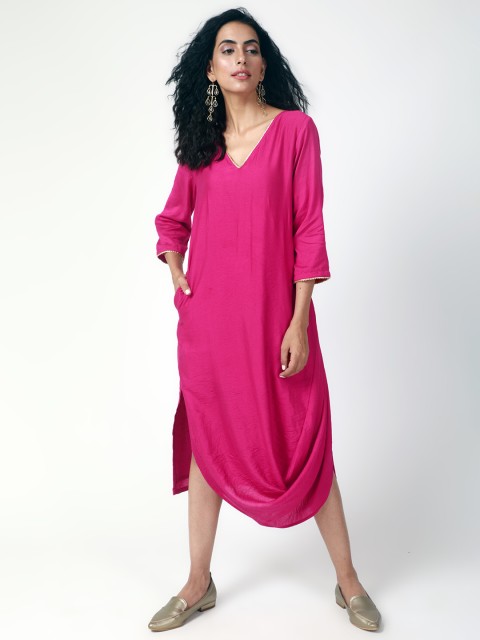 

trueBrowns Women Pink Solid A-Line Dress