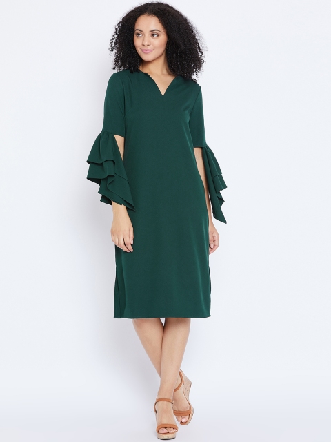 

Femella Women Green Solid A-Line Dress