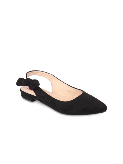 

Flat n Heels Women Black Suede Ballerinas