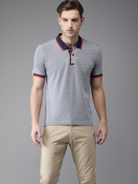 

Flying Machine Men Navy Blue Solid Polo Collar Pure Cotton T-shirt