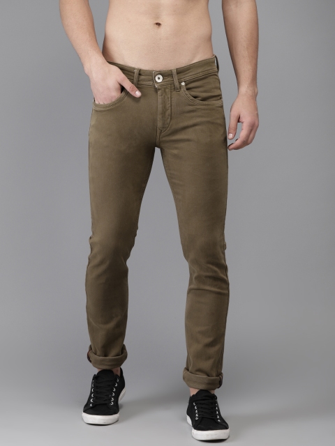 

Flying Machine Men Khaki Tapered Fit Mid-Rise Clean Look Stretchable Jeans