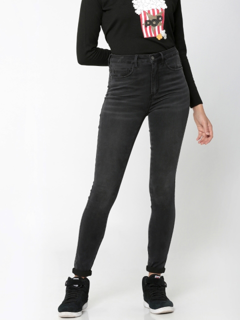 

ONLY Women Black Skinny Fit High-Rise Clean Look Stretchable Jeans