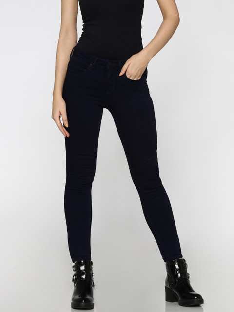 

ONLY Women Blue Kendell Regular Skinny Fit Mid-Rise Clean Look Stretchable Jeans