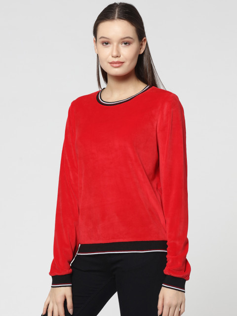 

ONLY Women Red Solid Sweatshirt