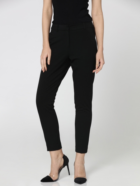 

ONLY Women Black Regular Fit Solid Cropped Regular Trousers