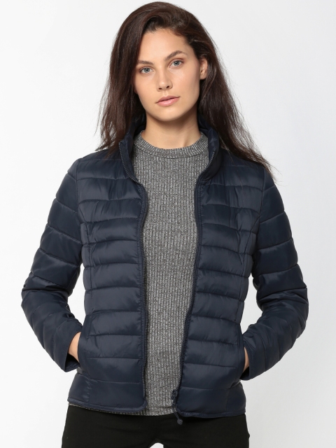 

ONLY Women Navy Blue Solid Padded Jacket