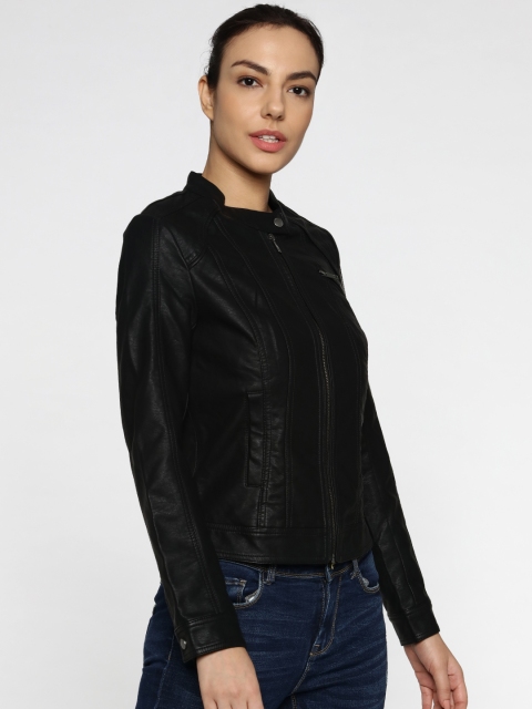 

ONLY Women Black Solid Biker Jacket
