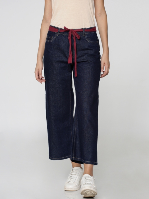

ONLY Women Blue Flared Fit High-Rise Clean Look Cropped Jeans