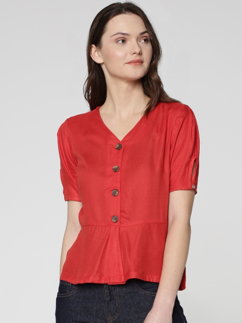 

ONLY Women Red Shirt Style Top