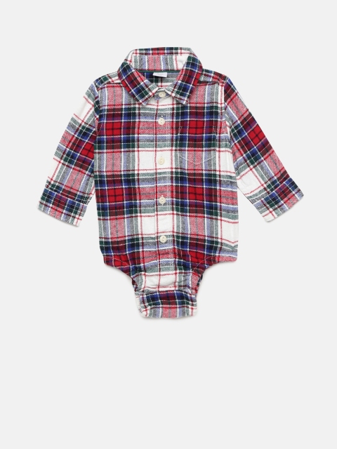 

GAP Baby Boys' White & Red Checked One-Piece Bodysuit