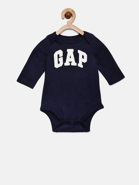 

GAP Infant Boys Navy Blue & White Brand Logo Printed Bodysuit