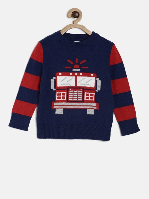 

GAP Baby Boys' Navy Graphic Stripe Crewneck Sweater, Navy blue