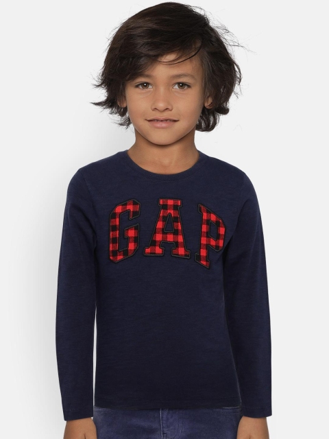

GAP Boys' Long Sleeve Logo Tee, Navy blue