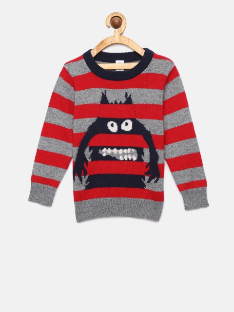 

GAP Boys' Graphic Stripe Crewneck Sweater, Grey