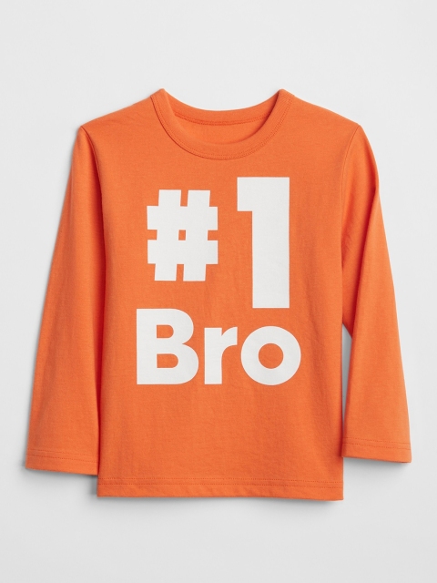 

GAP Baby Boys Orange Printed Long Sleeve T-Shirt