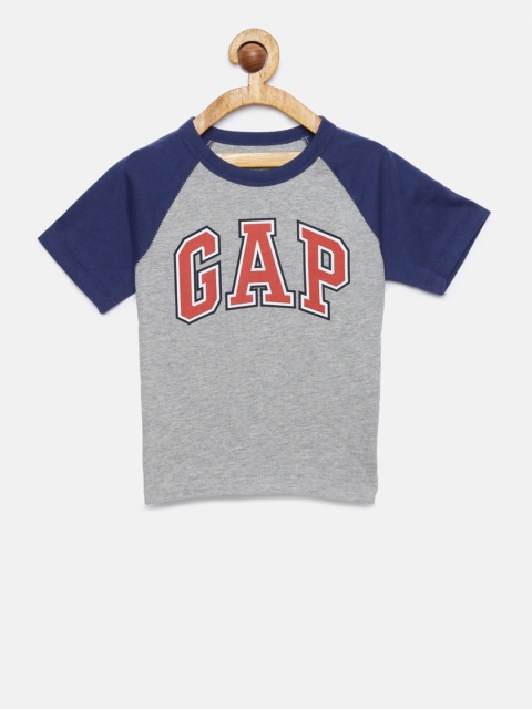 GAP Baby Boys' Colorblocked Logo Tee, Grey