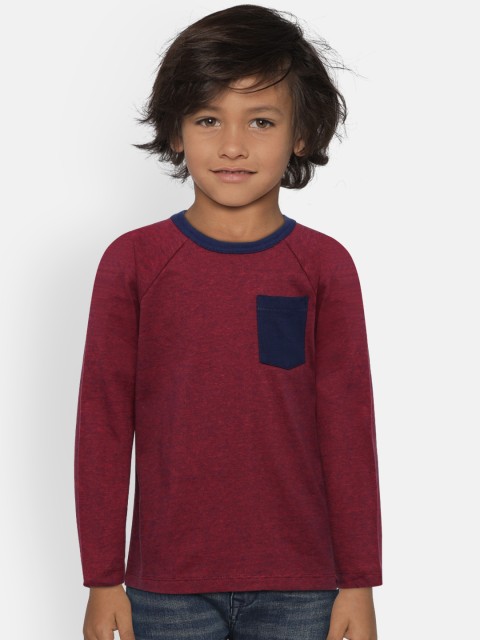 

GAP Boys' Textured Long Sleeve T-Shirt, Maroon