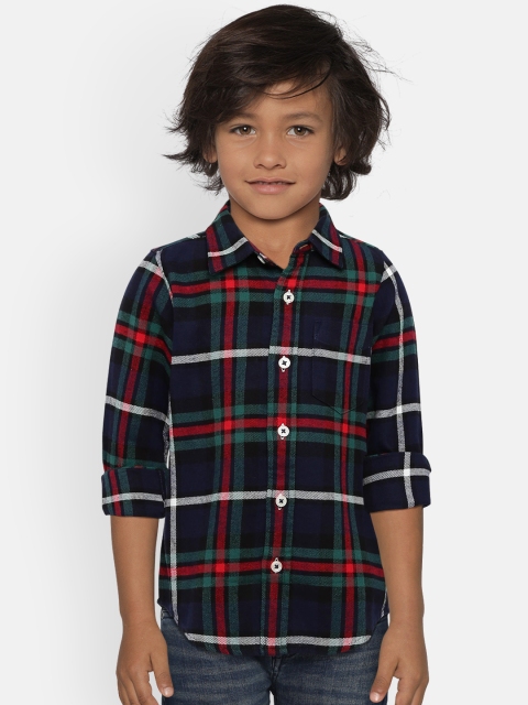 

GAP Baby Boys' Navy Blue & Green Flannel Long Sleeve Shirt