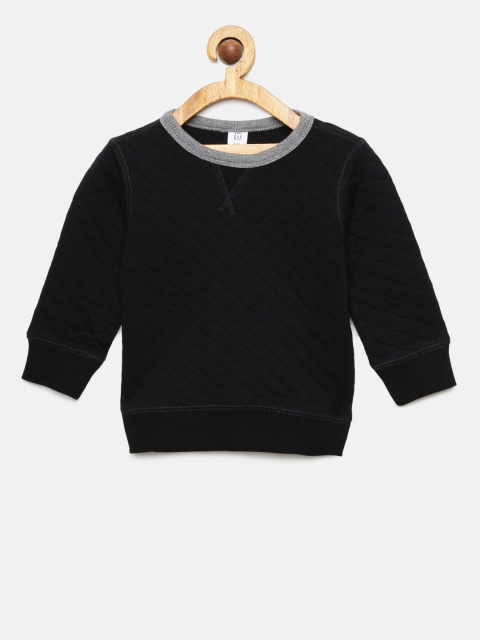 

GAP Baby Boys' Black Quilted Crewneck Sweatshirt